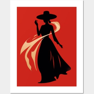 Elegance in Silhouette: The Lady In Black Posters and Art